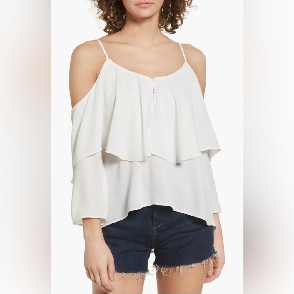 Elodie Ruffle Cold Shoulder Top
